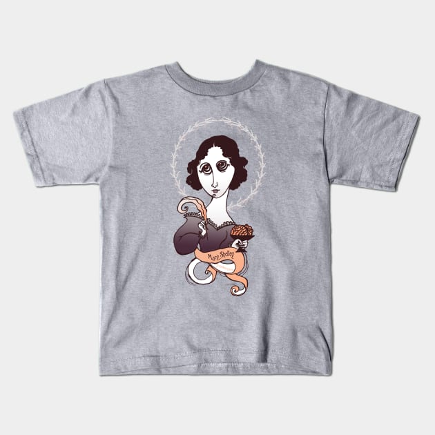 Mary Shelley Kids T-Shirt by lanznaster